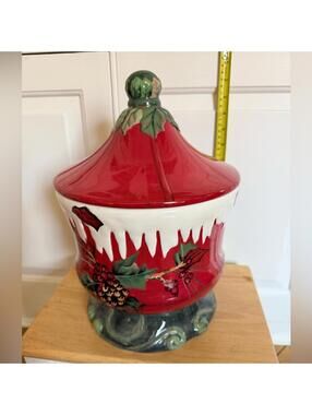 Tracy Porter Festive Red and Green Ceramic Jar